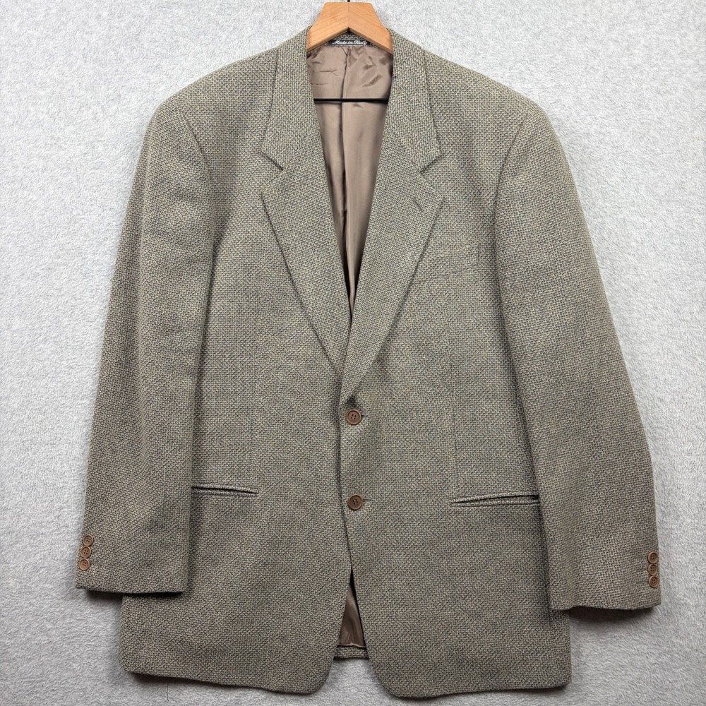 Vintage Mani Giorgio Armani Sport Coat Mens 43L Gray Tweed Wool Blazer Italy 90s